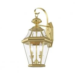 Georgetown 2 Light Polished Brass Outdoor Wall Sconce by Livex Lighting