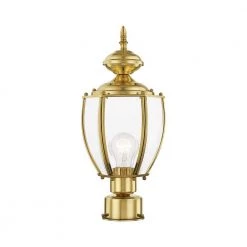 Outdoor Basics 1 Light Polished Brass Outdoor Post Top Lantern by Livex Lighting
