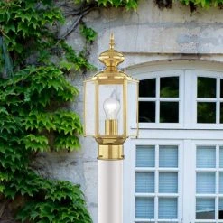 Outdoor Basics 1 Light Polished Brass Outdoor Post Top Lantern by Livex Lighting -Livex Lighting shop polished brass livex lighting post lanterns 2117 02 1d 1000