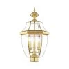 Monterey 3 Light Polished Brass Outdoor Post Top Lantern by Livex Lighting