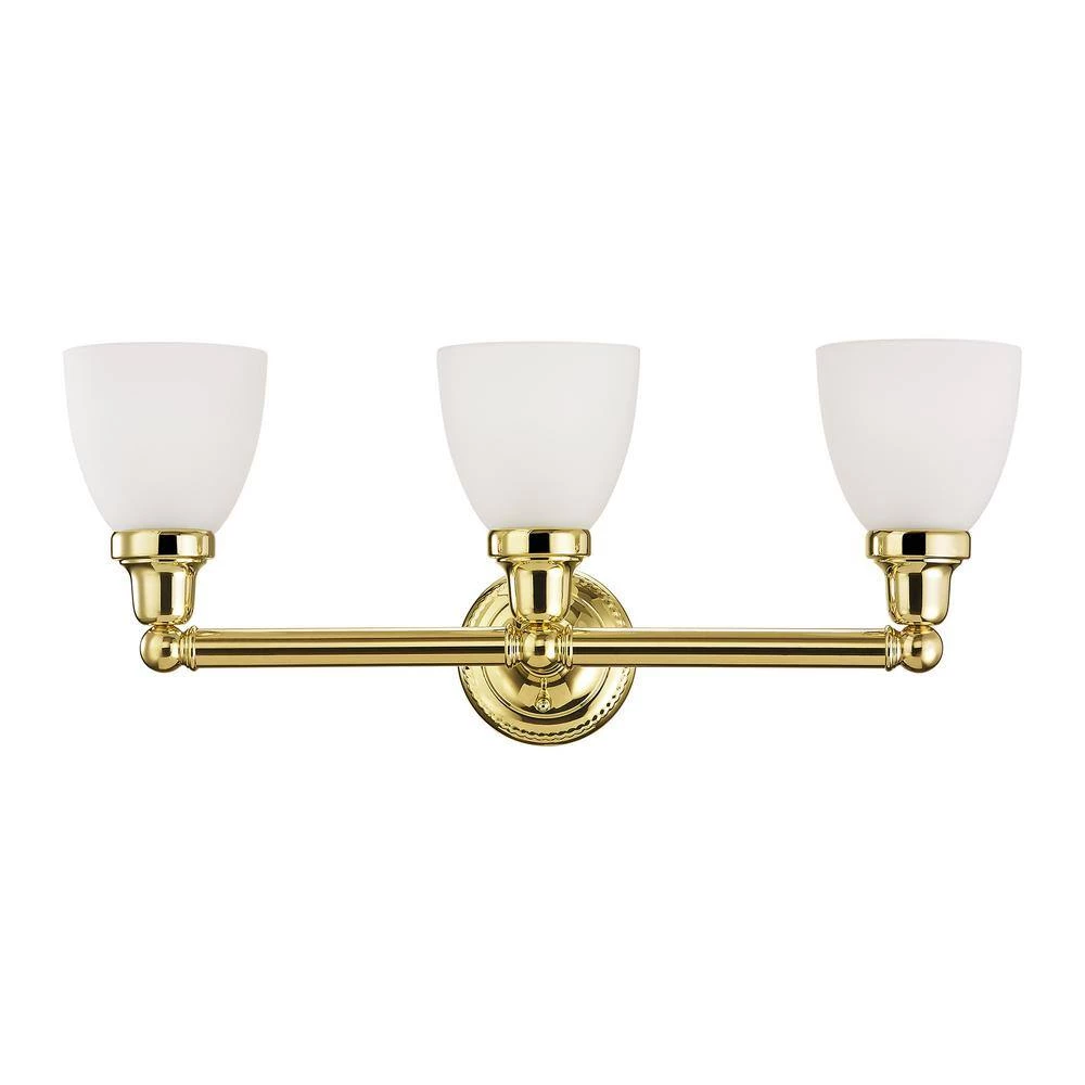 Classic 3 Light Polished Brass Bath Vanity by Livex Lighting 2 Classic 3 Light Polished Brass Bath Vanity by Livex Lighting - Image 2