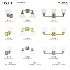 Mission 1 Light Polished Brass Wall Sconce by Livex Lighting -Livex Lighting shop polished brass livex lighting vanity lighting 1031 02 d4 1000