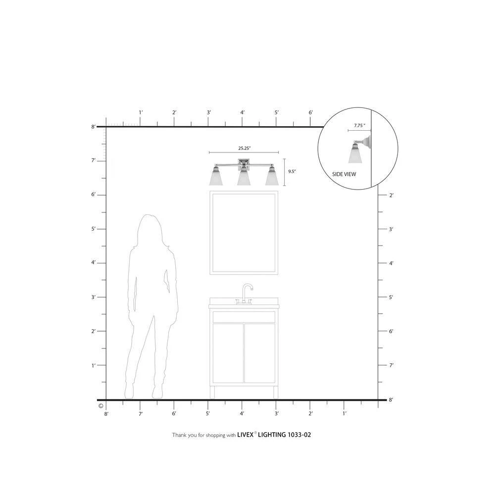 Mission 3 Light Polished Brass Bath Vanity by Livex Lighting 6 Mission 3 Light Polished Brass Bath Vanity by Livex Lighting - Image 6