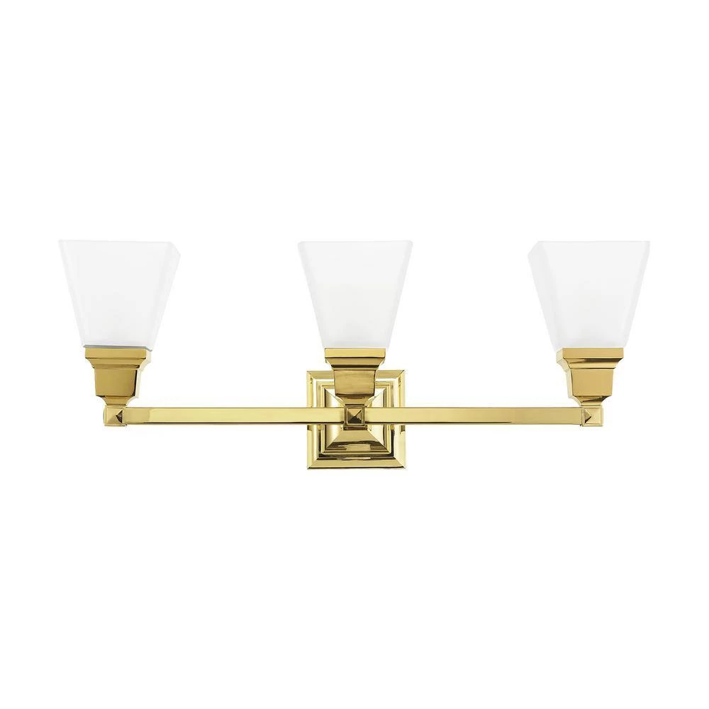 Mission 3 Light Polished Brass Bath Vanity by Livex Lighting 8 Mission 3 Light Polished Brass Bath Vanity by Livex Lighting - Image 8