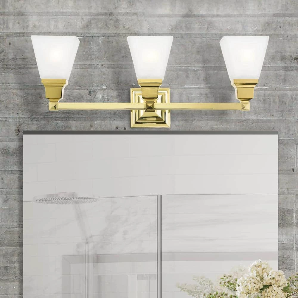 Mission 3 Light Polished Brass Bath Vanity by Livex Lighting 2 Mission 3 Light Polished Brass Bath Vanity by Livex Lighting - Image 2