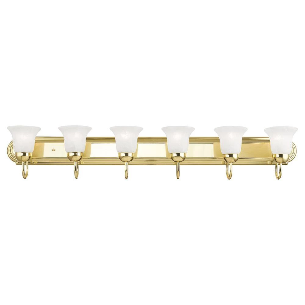 Riviera 6 Light Polished Brass Bath Vanity by Livex Lighting 5 Riviera 6 Light Polished Brass Bath Vanity by Livex Lighting - Image 5