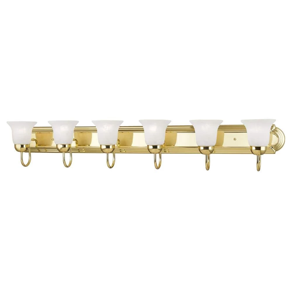 Riviera 6 Light Polished Brass Bath Vanity by Livex Lighting 1 Riviera 6 Light Polished Brass Bath Vanity by Livex Lighting