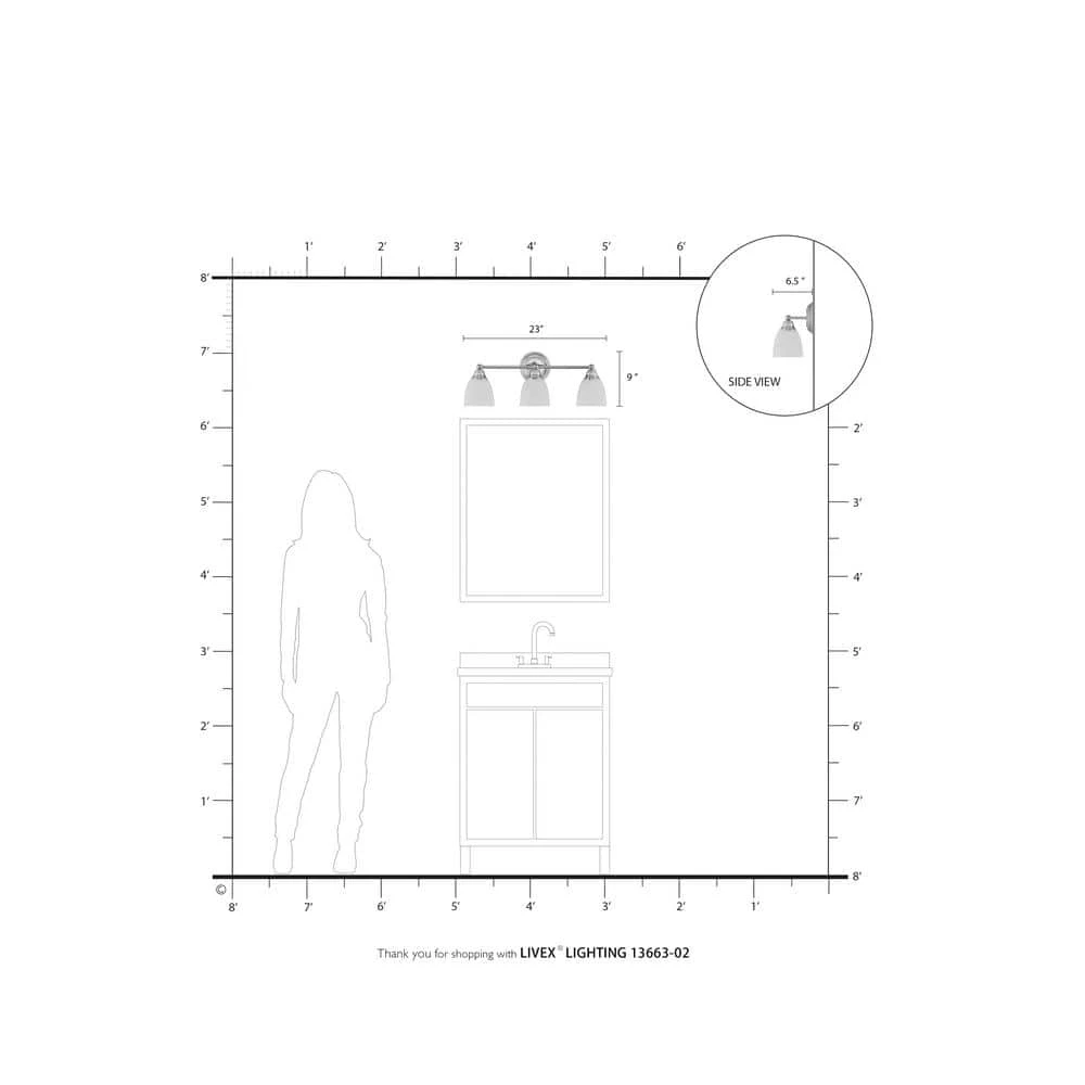 Somerville 3 Light Polished Brass Bath Vanity by Livex Lighting 4 Somerville 3 Light Polished Brass Bath Vanity by Livex Lighting - Image 4