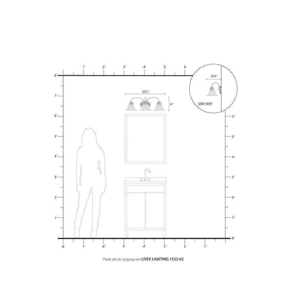 Edgemont 3 Light Polished Brass Bath Vanity by Livex Lighting 6 Edgemont 3 Light Polished Brass Bath Vanity by Livex Lighting - Image 6