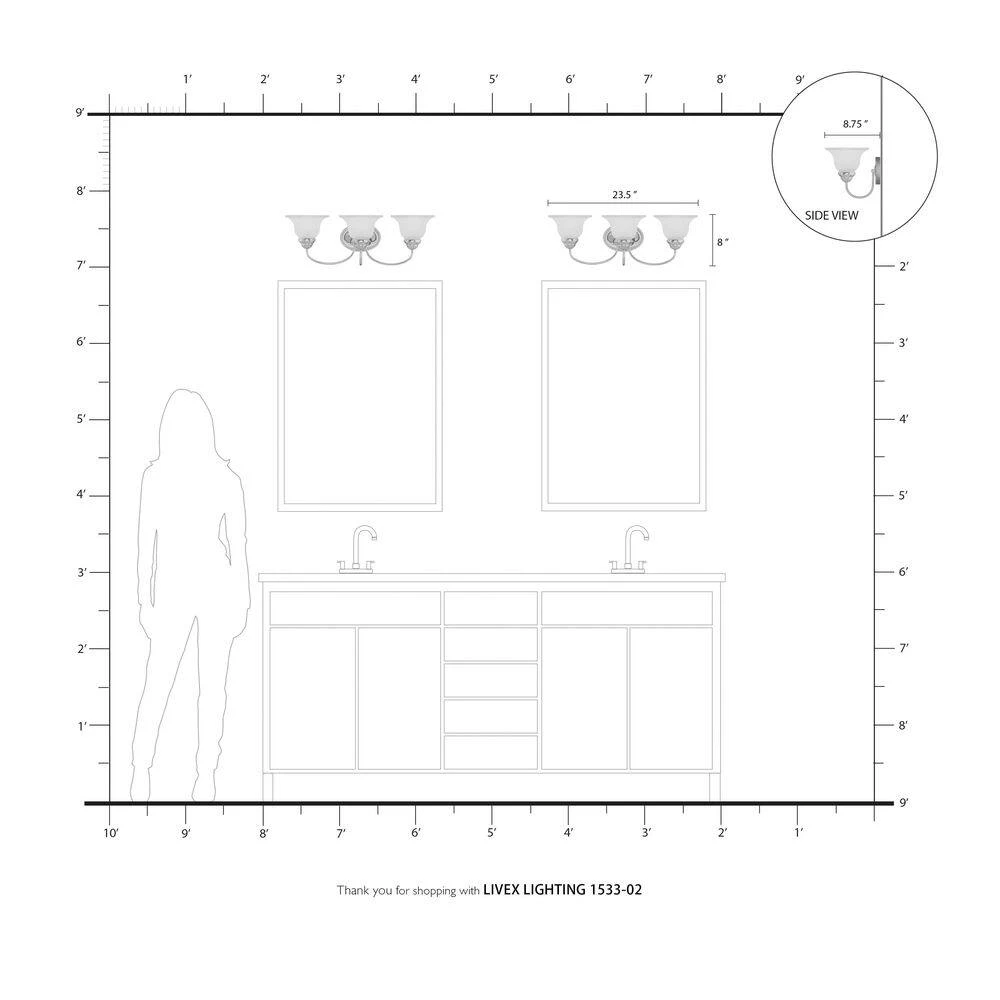 Edgemont 3 Light Polished Brass Bath Vanity by Livex Lighting 7 Edgemont 3 Light Polished Brass Bath Vanity by Livex Lighting - Image 7