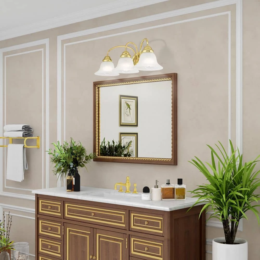 Edgemont 3 Light Polished Brass Bath Vanity by Livex Lighting 2 Edgemont 3 Light Polished Brass Bath Vanity by Livex Lighting - Image 2