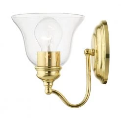 Moreland 1-Light Polished Brass Wall Sconce with Clear Glass by Livex Lighting -Livex Lighting shop polished brass livex lighting vanity lighting 16931 02 44 1000
