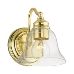 Moreland 1-Light Polished Brass Wall Sconce with Clear Glass by Livex Lighting -Livex Lighting shop polished brass livex lighting vanity lighting 16931 02 4f 1000