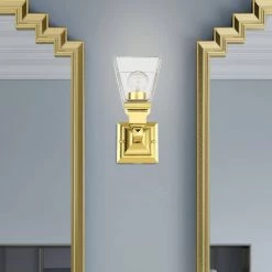 Mission 1 Light Polished Brass Sconce by Livex Lighting -Livex Lighting shop polished brass livex lighting vanity lighting 17171 02 40 1000