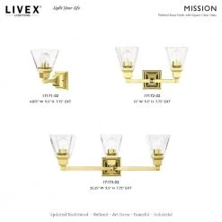 Mission 3 Light Polished Brass Vanity Sconce by Livex Lighting -Livex Lighting shop polished brass livex lighting vanity lighting 17173 02 d4 1000