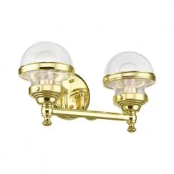 Oldwick 15 in. 2-Light Polished Brass Vanity Light with Clear Glass by Livex Lighting -Livex Lighting shop polished brass livex lighting vanity lighting 17412 02 1f 1000