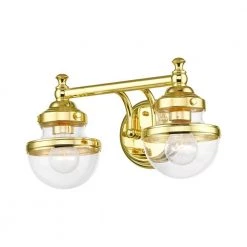 Oldwick 15 in. 2-Light Polished Brass Vanity Light with Clear Glass by Livex Lighting -Livex Lighting shop polished brass livex lighting vanity lighting 17412 02 44 1000