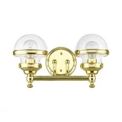 Oldwick 15 in. 2-Light Polished Brass Vanity Light with Clear Glass by Livex Lighting -Livex Lighting shop polished brass livex lighting vanity lighting 17412 02 c3 1000