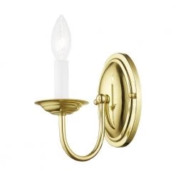 Home Basics 1-Light Polished Brass Wall Sconce by Livex Lighting -Livex Lighting shop polished brass livex lighting wall sconces 4151 02 1f 1000