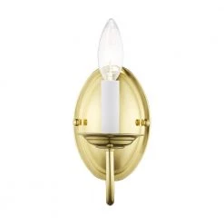 Home Basics 1-Light Polished Brass Wall Sconce by Livex Lighting -Livex Lighting shop polished brass livex lighting wall sconces 4151 02 fa 1000