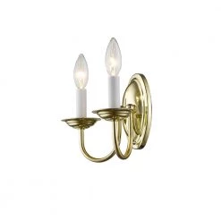 Home Basics 2 Light Polished Brass Wall Sconce by Livex Lighting -Livex Lighting shop polished brass livex lighting wall sconces 4152 02 fa 1000
