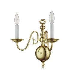 Williamsburgh 2 Light Polished Brass Wall Sconce by Livex Lighting -Livex Lighting shop polished brass livex lighting wall sconces 5002 02 4f 1000