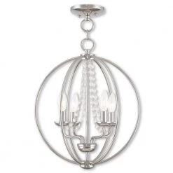 Arabella 4 Light Polished Chrome Convertible Mini Chandelier/Ceiling Mount by Livex Lighting