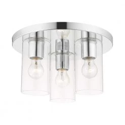 Zurich 3 Light Polished Chrome Flush Mount by Livex Lighting