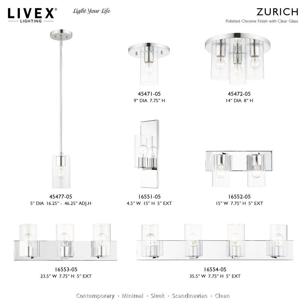 Zurich 1 Light Polished Chrome Sconce by Livex Lighting 14 Zurich 1 Light Polished Chrome Sconce by Livex Lighting - Image 14