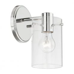 Munich 1-Light Polished Chrome Wall Sconce with Clear Glass by Livex Lighting -Livex Lighting shop polished chrome livex lighting vanity lighting 17231 05 1f 1000