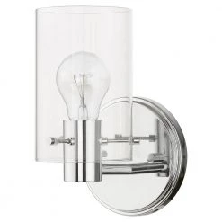 Munich 1-Light Polished Chrome Wall Sconce with Clear Glass by Livex Lighting -Livex Lighting shop polished chrome livex lighting vanity lighting 17231 05 c3 1000