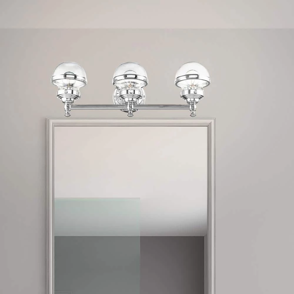 Oldwick 3 Light Polished Chrome Vanity Sconce by Livex Lighting 3 Oldwick 3 Light Polished Chrome Vanity Sconce by Livex Lighting - Image 3