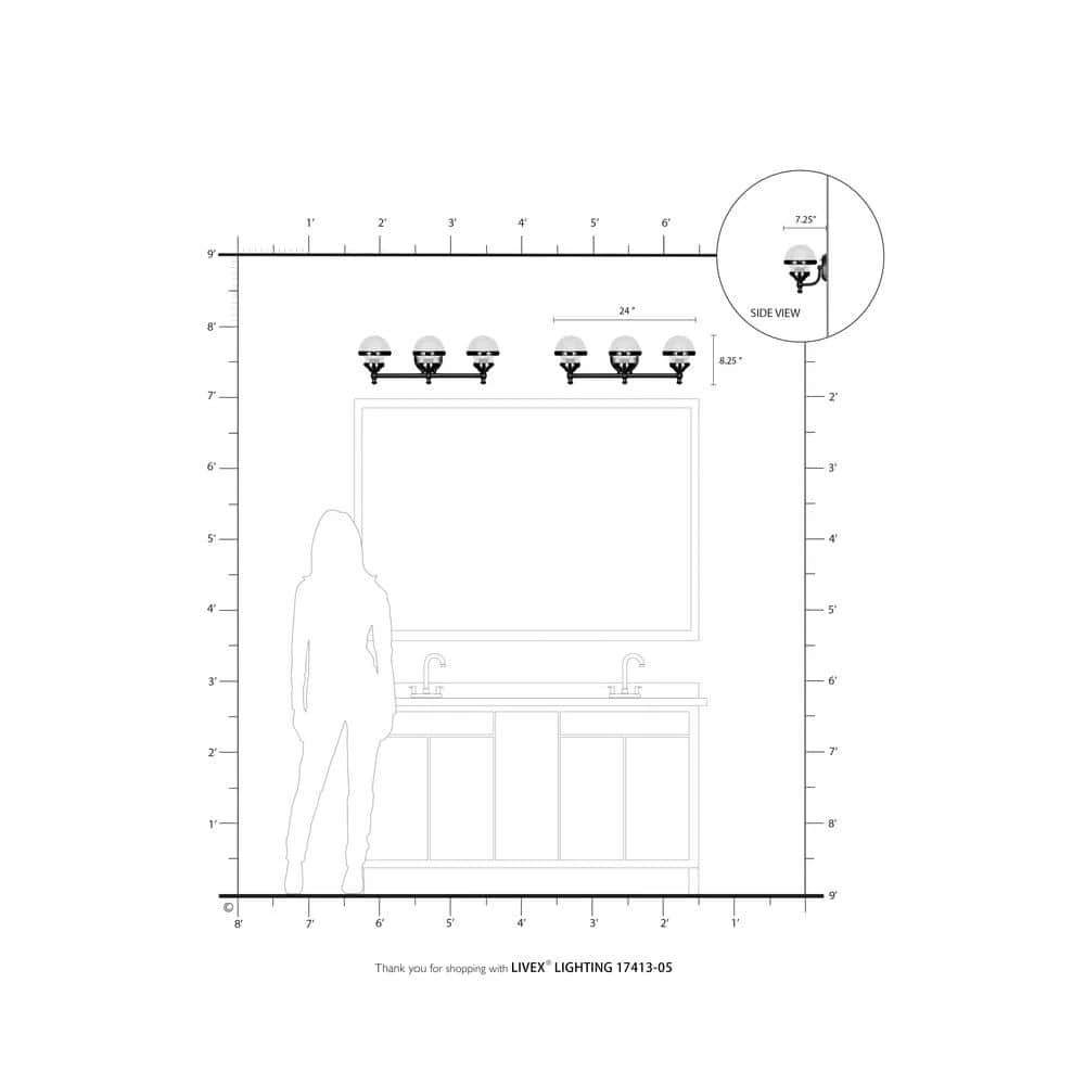 Oldwick 3 Light Polished Chrome Vanity Sconce by Livex Lighting 6 Oldwick 3 Light Polished Chrome Vanity Sconce by Livex Lighting - Image 6