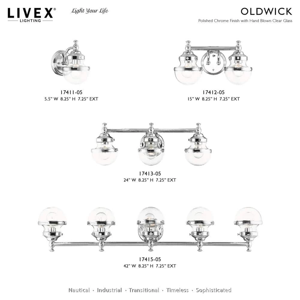 Oldwick 3 Light Polished Chrome Vanity Sconce by Livex Lighting 14 Oldwick 3 Light Polished Chrome Vanity Sconce by Livex Lighting - Image 14
