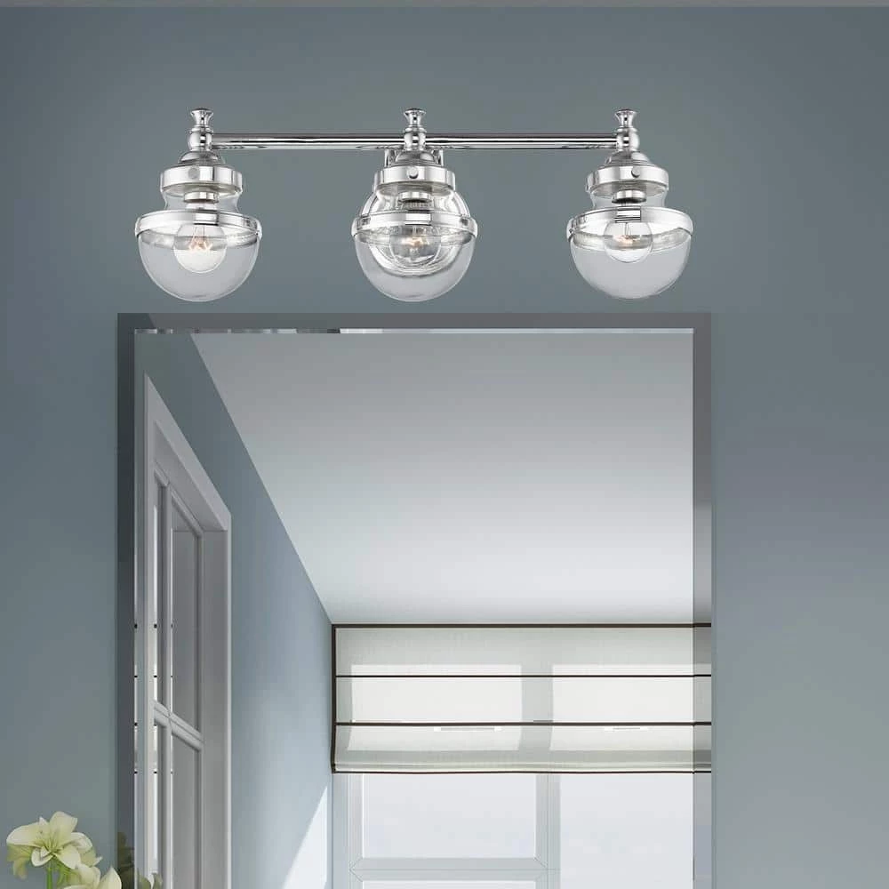Oldwick 3 Light Polished Chrome Vanity Sconce by Livex Lighting 2 Oldwick 3 Light Polished Chrome Vanity Sconce by Livex Lighting - Image 2
