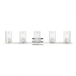 Clarion 42 in. 5-Light Polished Chrome Vanity Light with Clear Glass Shades by Livex Lighting