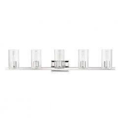 Clarion 42 in. 5-Light Polished Chrome Vanity Light with Clear Glass Shades by Livex Lighting -Livex Lighting shop polished chrome livex lighting vanity lighting 18035 05 c3 1000