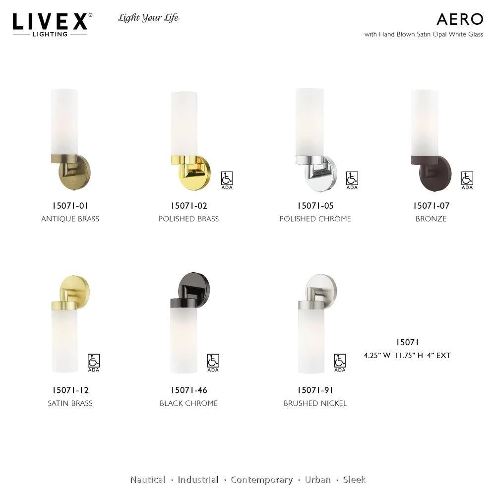 Aero 1 Light Polished Chrome ADA Wall Sconce by Livex Lighting 12 Aero 1 Light Polished Chrome ADA Wall Sconce by Livex Lighting - Image 12