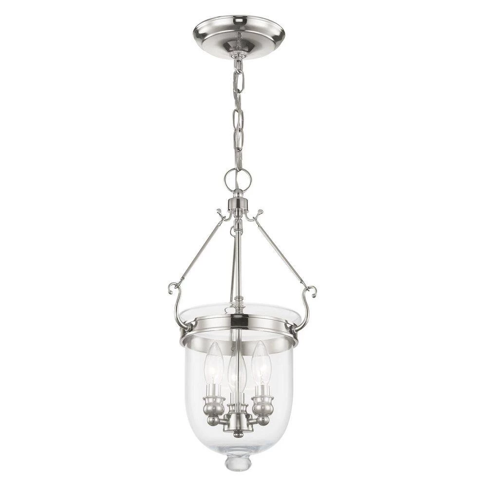 Jefferson 10 in. 3-Light Polished Nickel Pendant by Livex Lighting 9 Jefferson 10 in. 3-Light Polished Nickel Pendant by Livex Lighting - Image 9