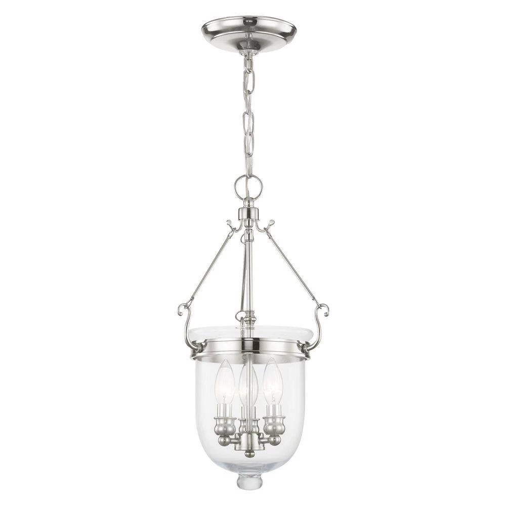 Jefferson 10 in. 3-Light Polished Nickel Pendant by Livex Lighting 8 Jefferson 10 in. 3-Light Polished Nickel Pendant by Livex Lighting - Image 8