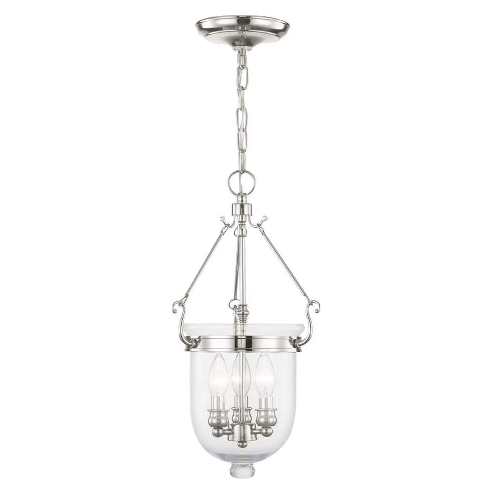 Jefferson 10 in. 3-Light Polished Nickel Pendant by Livex Lighting 1 Jefferson 10 in. 3-Light Polished Nickel Pendant by Livex Lighting