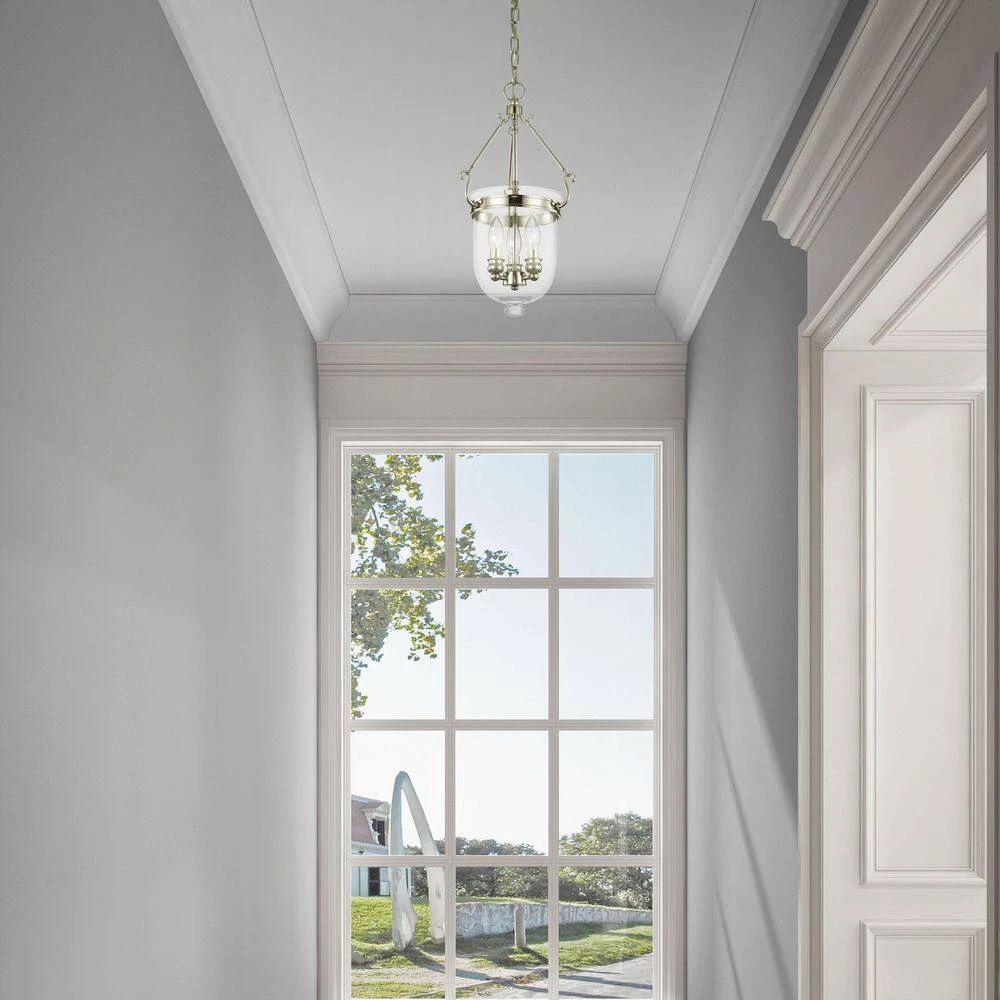 Jefferson 10 in. 3-Light Polished Nickel Pendant by Livex Lighting 4 Jefferson 10 in. 3-Light Polished Nickel Pendant by Livex Lighting - Image 4