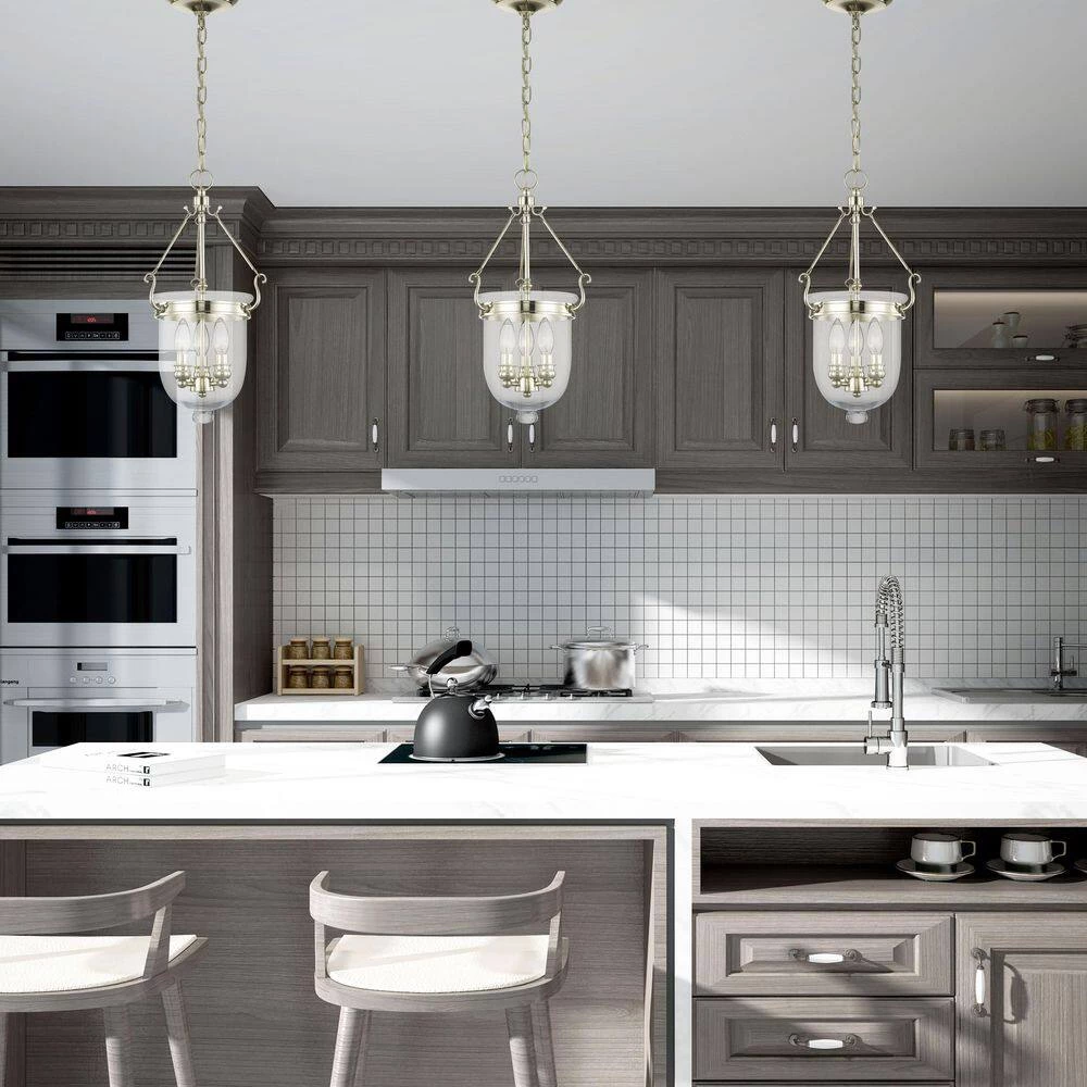 Jefferson 10 in. 3-Light Polished Nickel Pendant by Livex Lighting 2 Jefferson 10 in. 3-Light Polished Nickel Pendant by Livex Lighting - Image 2