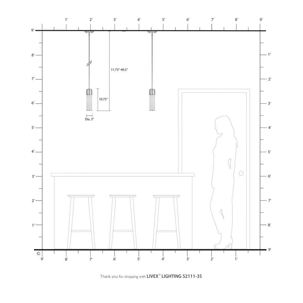 Weston 1 Light Polished Nickel Mini Pendant by Livex Lighting 4 Weston 1 Light Polished Nickel Mini Pendant by Livex Lighting - Image 4