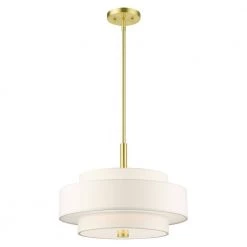 Meridian 4 Light Satin Brass Pendant by Livex Lighting -Livex Lighting shop satin brass livex lighting chandeliers 50874 12 4f 1000