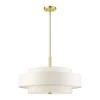 Meridian 5-Light Satin Brass Drum Pendant with Fabric Shade by Livex Lighting