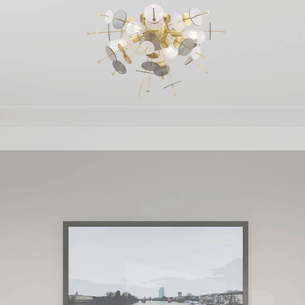 Circulo 4 Light Satin Brass Semi Flush Mount by Livex Lighting 5 Circulo 4 Light Satin Brass Semi Flush Mount by Livex Lighting - Image 5