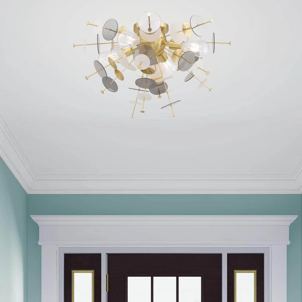 Circulo 4 Light Satin Brass Semi Flush Mount by Livex Lighting 4 Circulo 4 Light Satin Brass Semi Flush Mount by Livex Lighting - Image 4