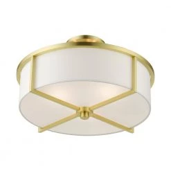 Wesley 16 in. 3-Light Satin Brass Semi-Flush Mount by Livex Lighting -Livex Lighting shop satin brass livex lighting flush mount lights 51074 12 1f 1000