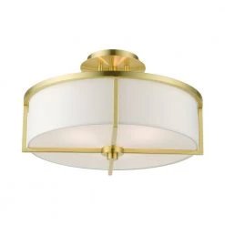 Wesley 16 in. 3-Light Satin Brass Semi-Flush Mount by Livex Lighting -Livex Lighting shop satin brass livex lighting flush mount lights 51074 12 44 1000